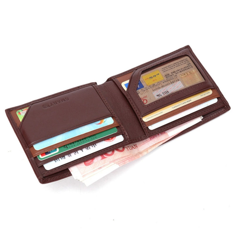 SMARTLB Genuine Leather Wallets High Quantity New Fashion Bifold Card Holders Slim Soft Purse GPS Charging Anti-theft