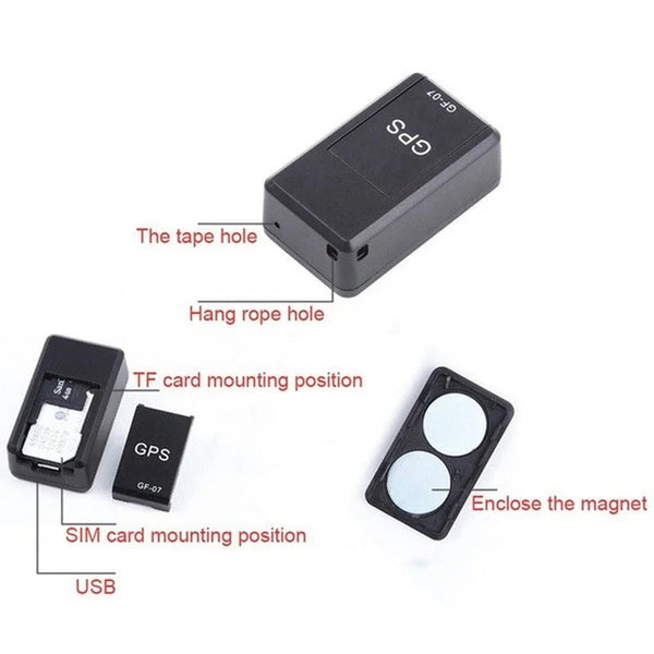 GF07 Car Tracker GPS Real Time Tracking Locator Device Magnetic GPS Black Tracker for Vehicles Teenagers Pets SOS Alarm