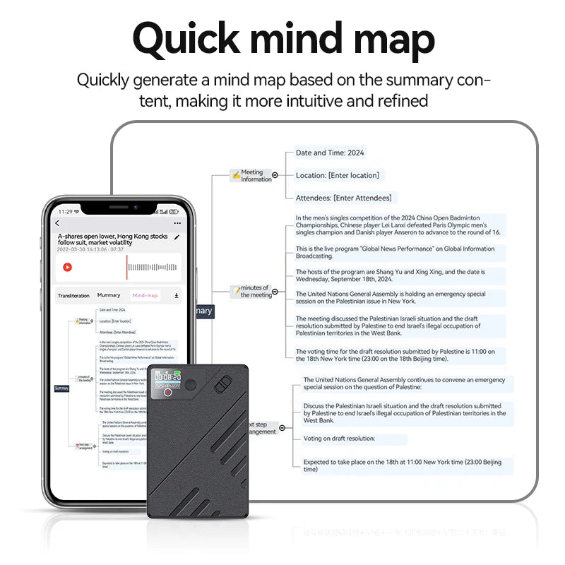 AI Voice Recorder GPT Intelligence APP Control Audio Mind Map Real Time Transcription/Summary/Translation Phone Calls Recording
