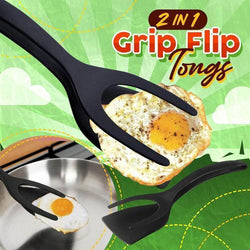 2 In 1 Grip Flip Tongs Egg Tongs French