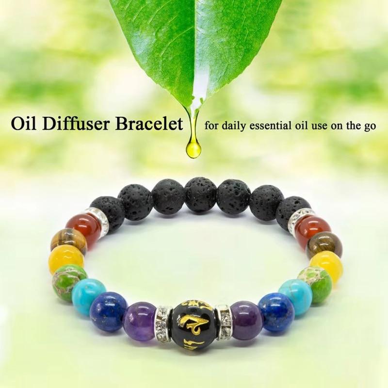 7 Chakra Lava Rock Bracelet Natural Healing Energy Meditation