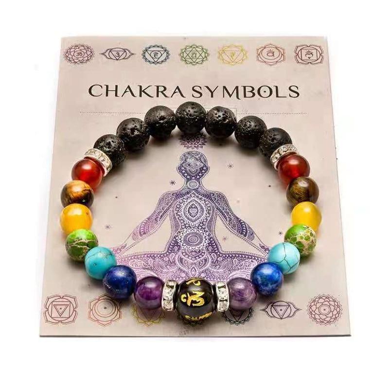 7 Chakra Lava Rock Bracelet Natural Healing Energy Meditation