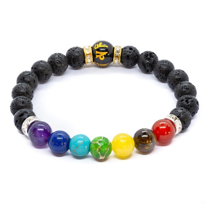 7 Chakra Lava Rock Bracelet Natural Healing Energy Meditation