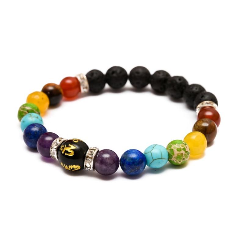 7 Chakra Lava Rock Bracelet Natural Healing Energy Meditation