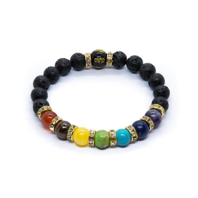 7 Chakra Lava Rock Bracelet Natural Healing Energy Meditation